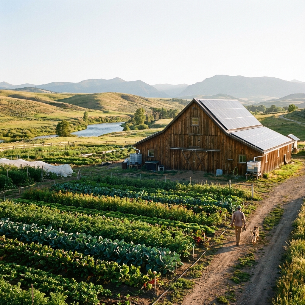 Sustainable Farm at Sunrise